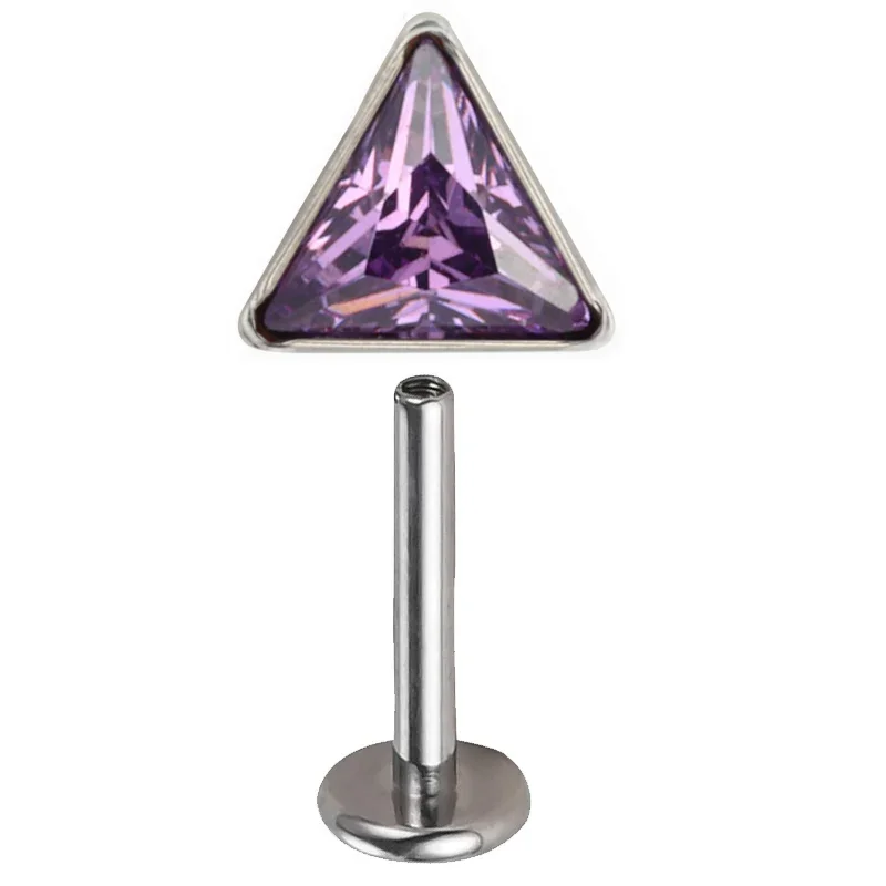 ASTM F136 Titanium Triangle Zirconia Labret Studs Earrings