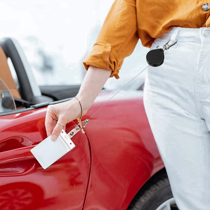 Pequenos pesados retrátil crachá titulares, ID Badge titulares, cinto clip, chaveiro para o cartão de nome chaveiro, 3 pcs