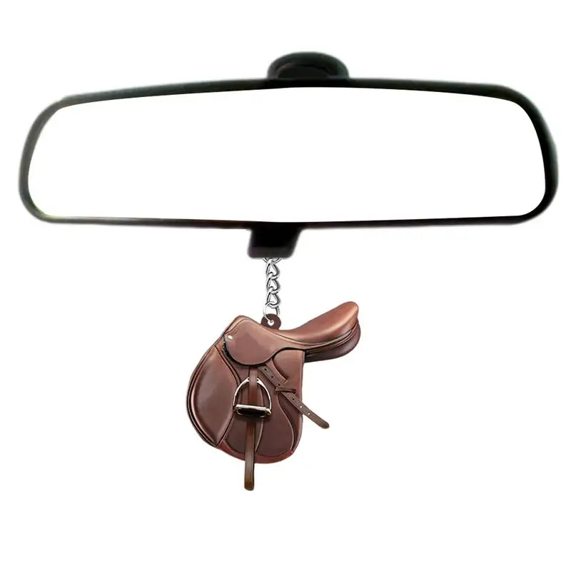 15g Horse Saddle Car Decor WesternCowboys Mirror Pendant AcrylicPersonalized Saddle Acrylic Keychain For Truck RV Mini Van