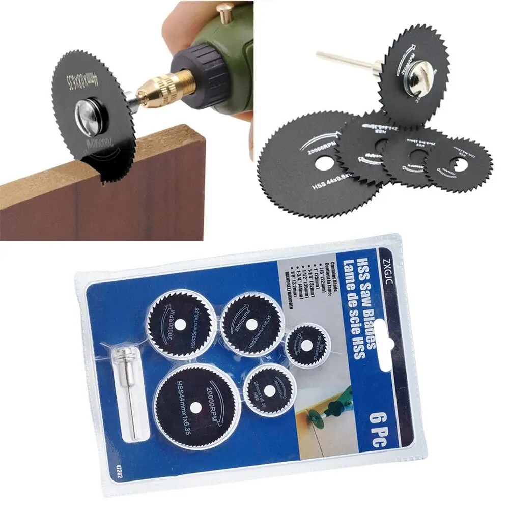 7-Piece Mini Woodworking Blade Set For Rotary Tools – Cuts Wood, Plastic & Aluminum, Fits Electric Drills & Circular Saws, High-Speed Steel