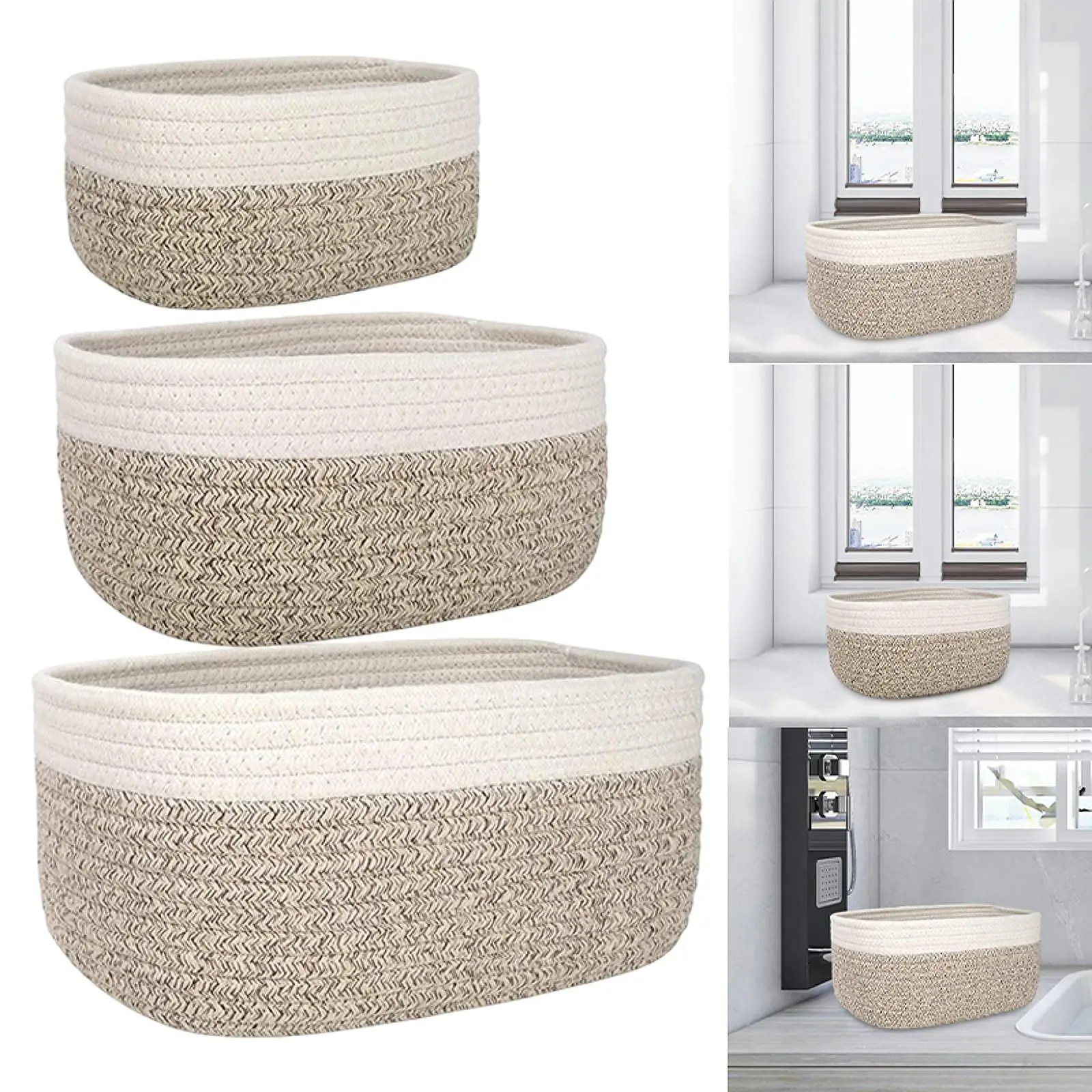 Cotton Rope Basket under Shelf Basket Bin Desktop Sundries Storage Basket for Cosmetics Pet Toys Remotes Key Bedside
