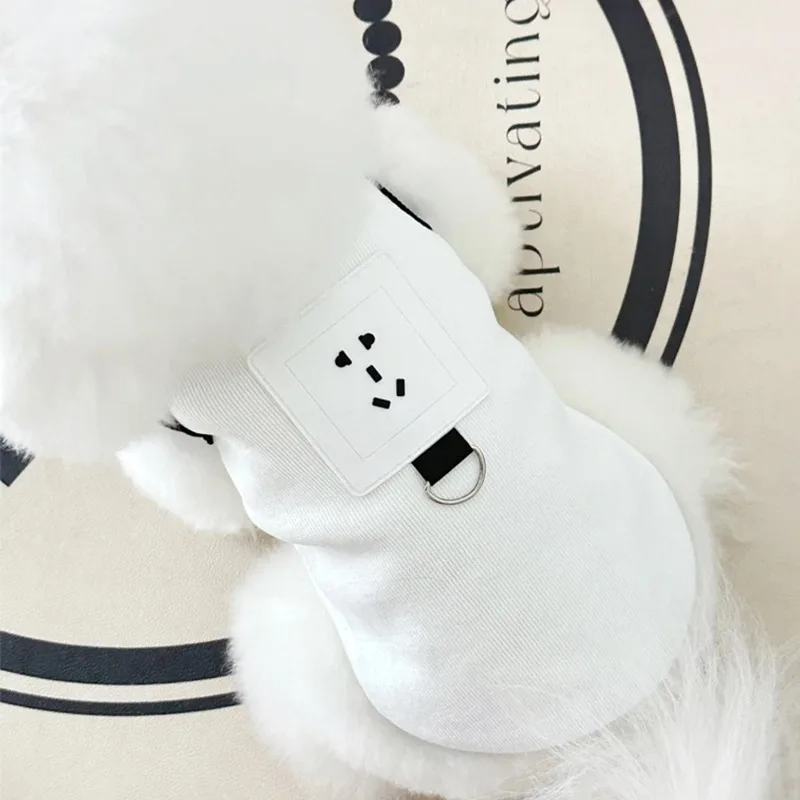 White Socket Pattern Dog Clothes Summer Puppy Leashable Vest Teddy Fashion Sleeveless T-Shirt Schnauzer Pullover