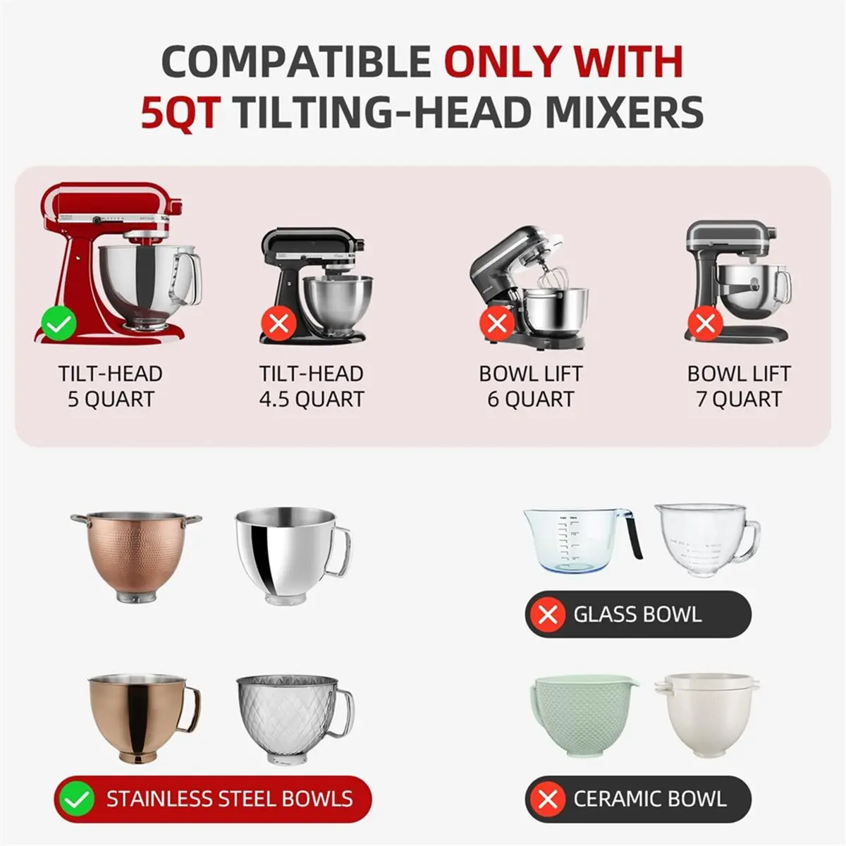 

Новые складные силиконовые вкладыши 2026 года для миксеров с откидной головкой 5 кв. футов – пищевой силикон, пригодный для мытья в посудомоечной машине, вставка для чаши B