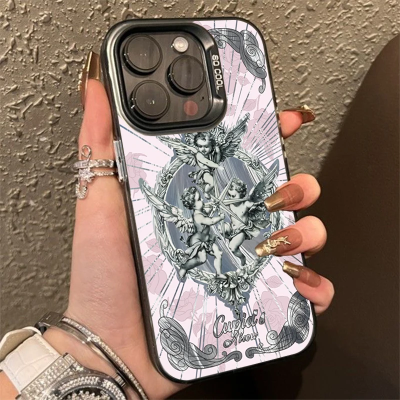 

Middle Ages Retro Cupid Design TPU Basic Case for iPhone 15 Pro Max 11 12 13 14 XS X XR 7 8 Plus SE 2022 Shockproof Bumper Cover