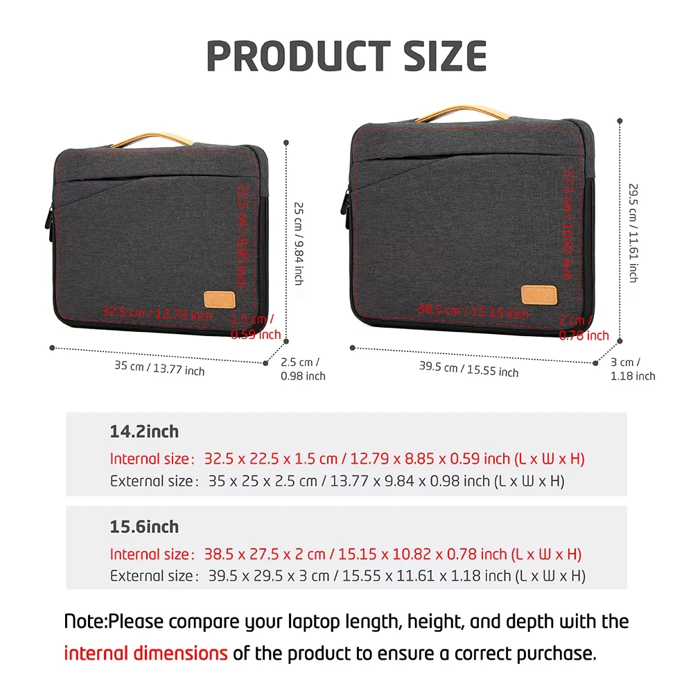 Laptop Sleeve 13 14 15 16 inch Laptop Case for MacBook Pro 13 14 Large Capacity Top Handle Business Slim Computer Bag