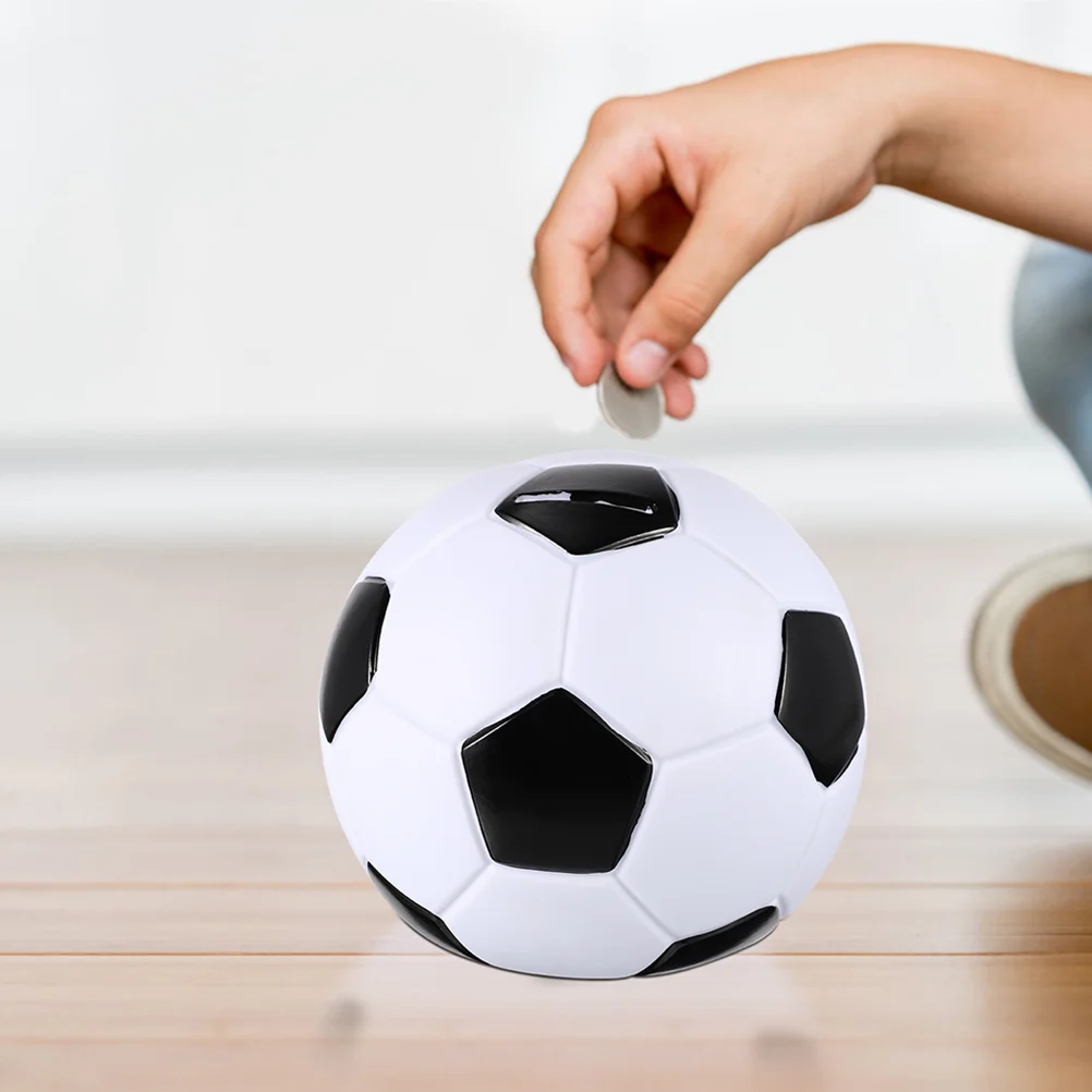Cofrinho em forma de futebol, recipiente de moedas de vinil para crianças, ferramenta de gerenciamento de dinheiro, decoração de mesa, lembranças de festa, presente