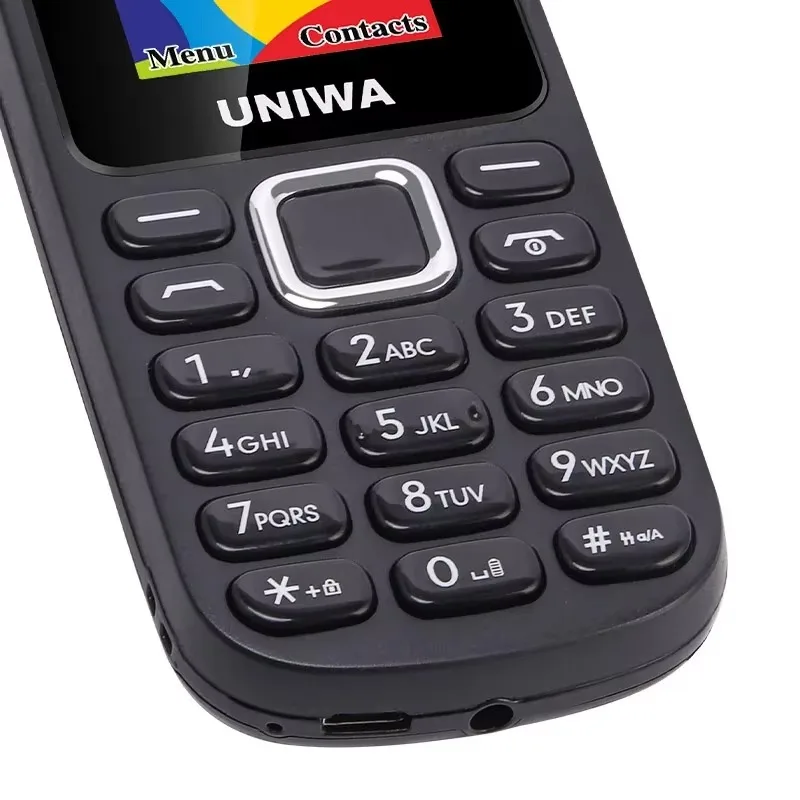 UNIWA E1808 Fitur Ponsel 3 Kartu SIM 3 Senter Radio Nirkabel Siaga Volume Tinggi untuk Ponsel Keypad 2G Tua