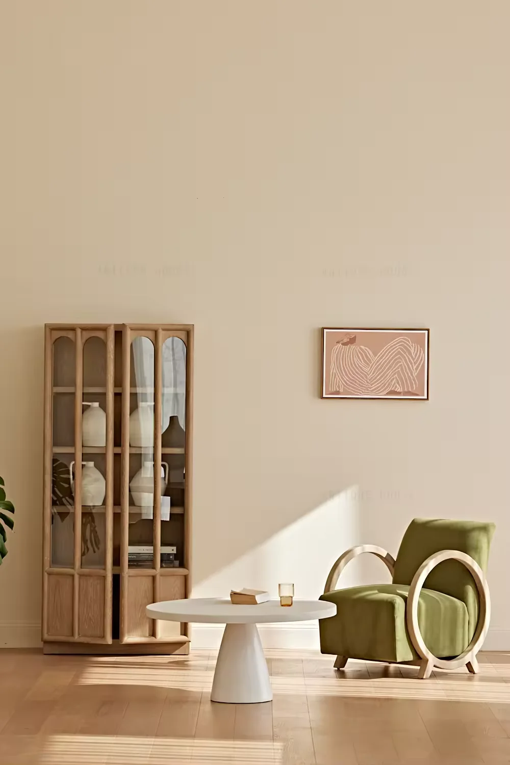 Modern Vintage Japanese Farmhouse Glass Display Cabinet Oak Wood Pine Home Living Room Dining Room Hotels Halls Furniture
