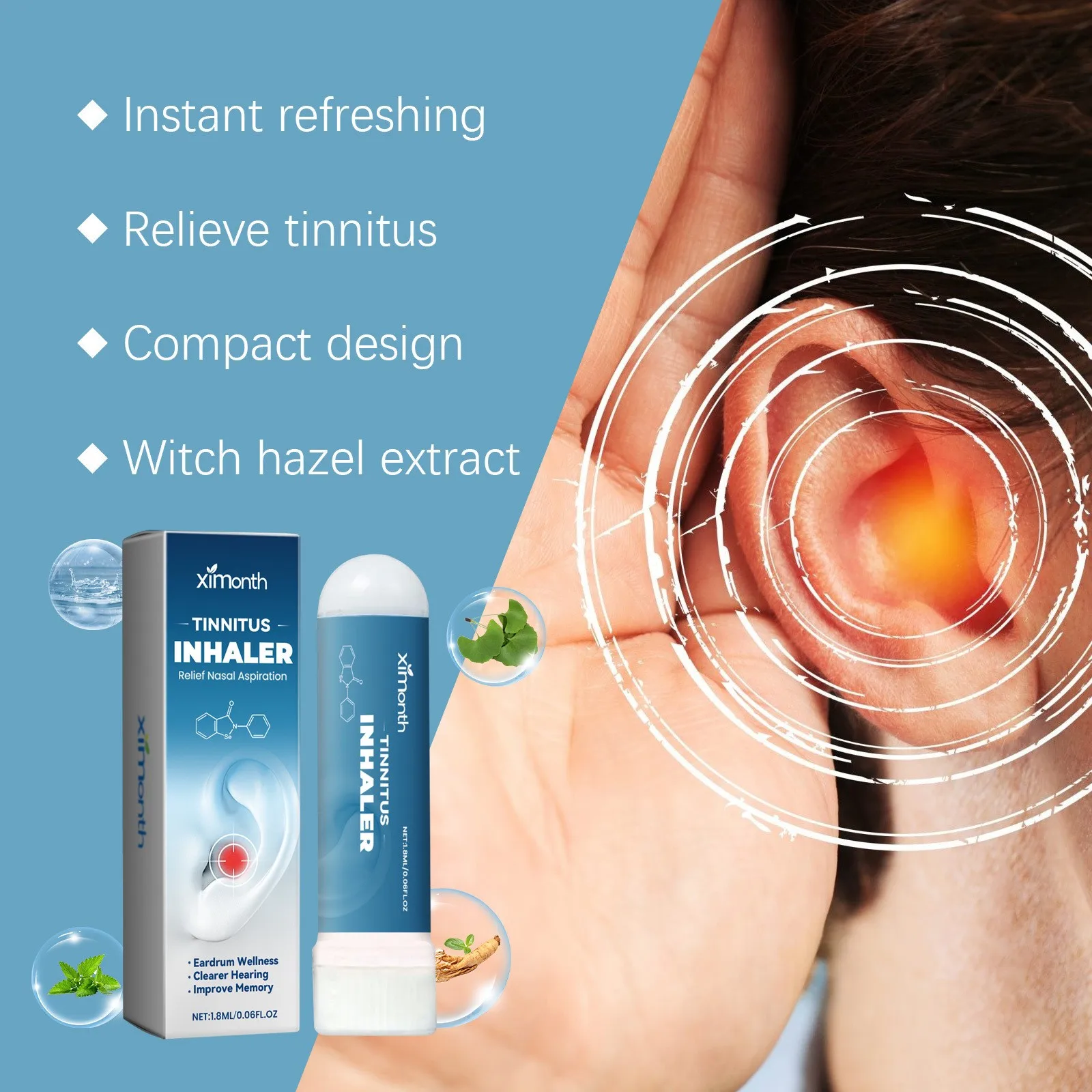 Tinnitus Relief Nasal Inhaler Calming Relaxing Reduced Ringing Herbal Tinnitus Relief Sticks For Travel