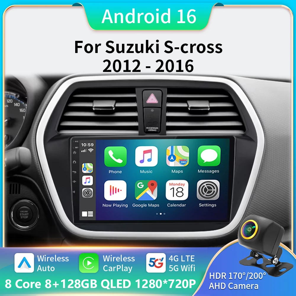 

Android 16 Multimedia For Suzuki SX4 2 S-Cross 2012 - 2016 Car Player GPS Stereo Screen Navigation Auto Radio Screen No 2 Din 5G