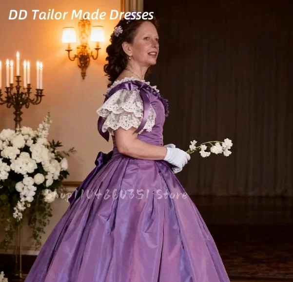 Vintage viktorianisches Ballkleid Lavendel Bürgerkrieg Southern Belle Ballkleid bodenlang Falten Prinzessin Abendkleid individuell