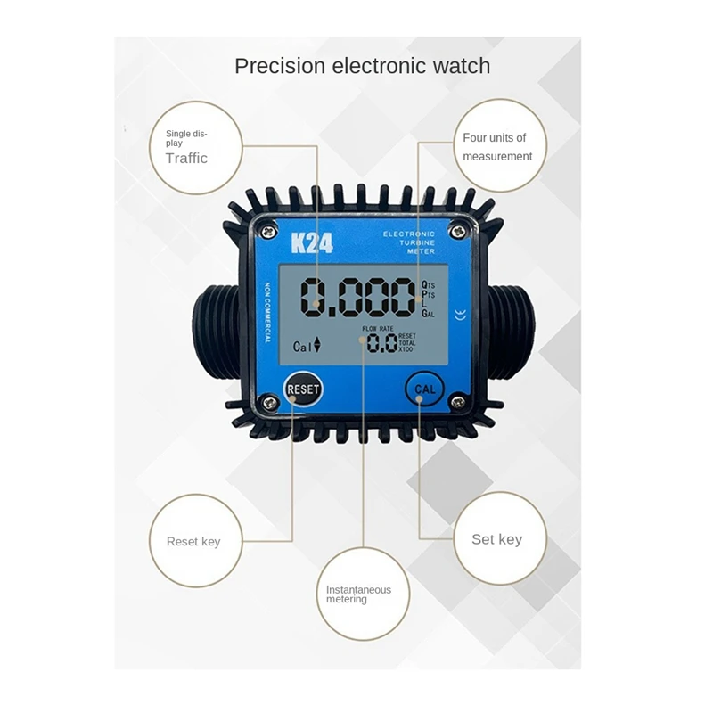 1 Piece LCD Fuel Flow Meter K24 For Turbine Digital Die-Sel Fuel Flowmeter Favorable Liquid Water Flow Measuring Tools