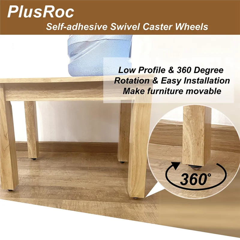 8 Pack Self Adhesive Caster Wheels for Furniture, Load Capacity 28LBS Per Wheel, Low Profile Swivel Wheels image 3