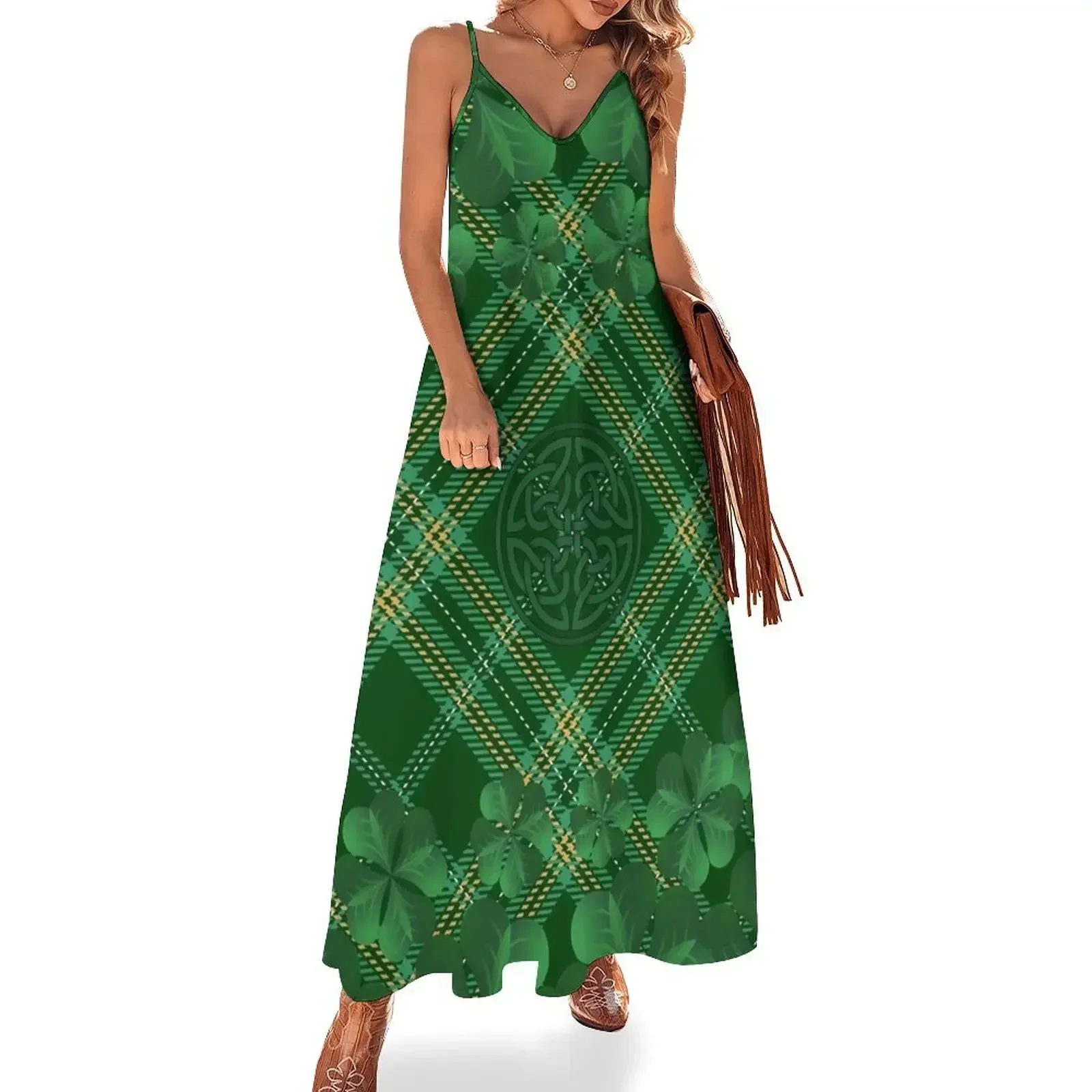 Irish Tartan Sleeveless Dress elegant dress Female dress Dresses for wedding party womens