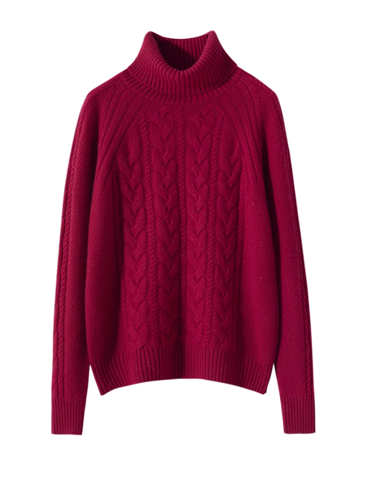 

Women 100% Cashmere Sweater Turtleneck Pullover Autumn Winter Thick Soft Cashmere Knitted ClothingLong Sleeve Tops