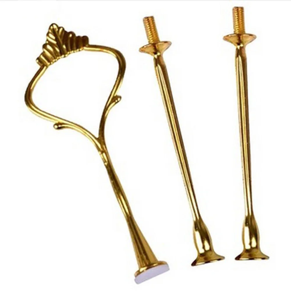 Fruit Display Rack Handle Triple Layer Double layer Pink gold Portable Cake Stand Candy Fitting Hardware Rod Plate Stand