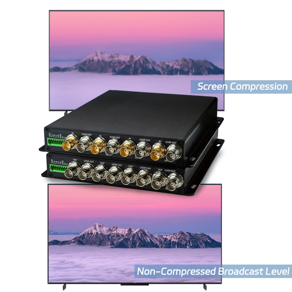 4CH HD/3G-SDI Fiber Optical Transceiver with Loop Output RS485 Tally SDI Over Fiber Converter Optic Extender Single Mode 20km