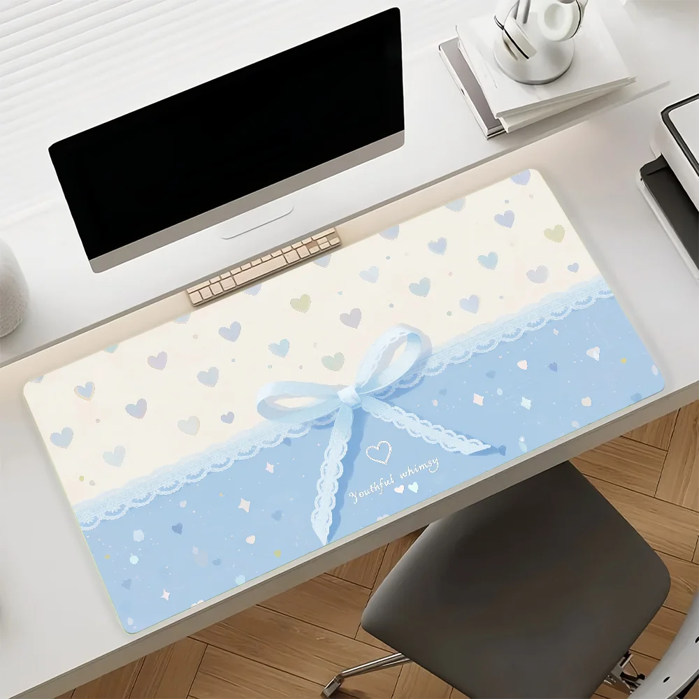 Floral Bow Mouse Pad Anti Slip Rubber Edge Locked Thickened Laptop Gaming Desk Mat
