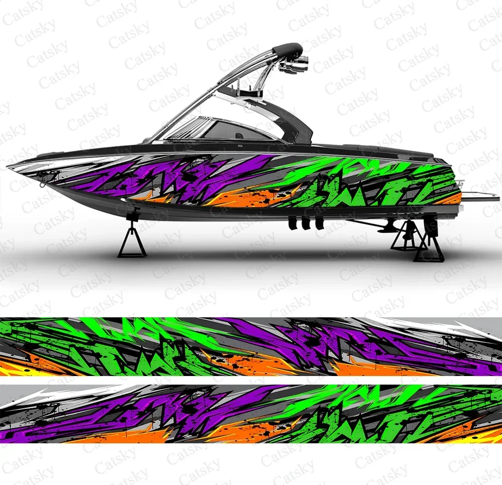 

Flame abstract stripes Boat Stickers Vinyl Boat Wrap for Pontoonman Console Deck Boat Fishing Platform Decal Sticker