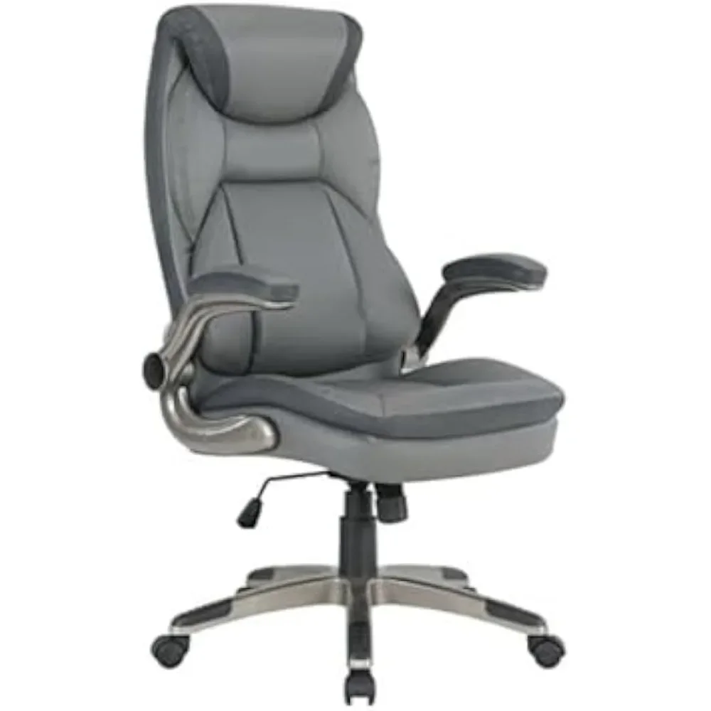 

Ergonomic Leather Office Chair – Executive High Back Gray Desk Chair