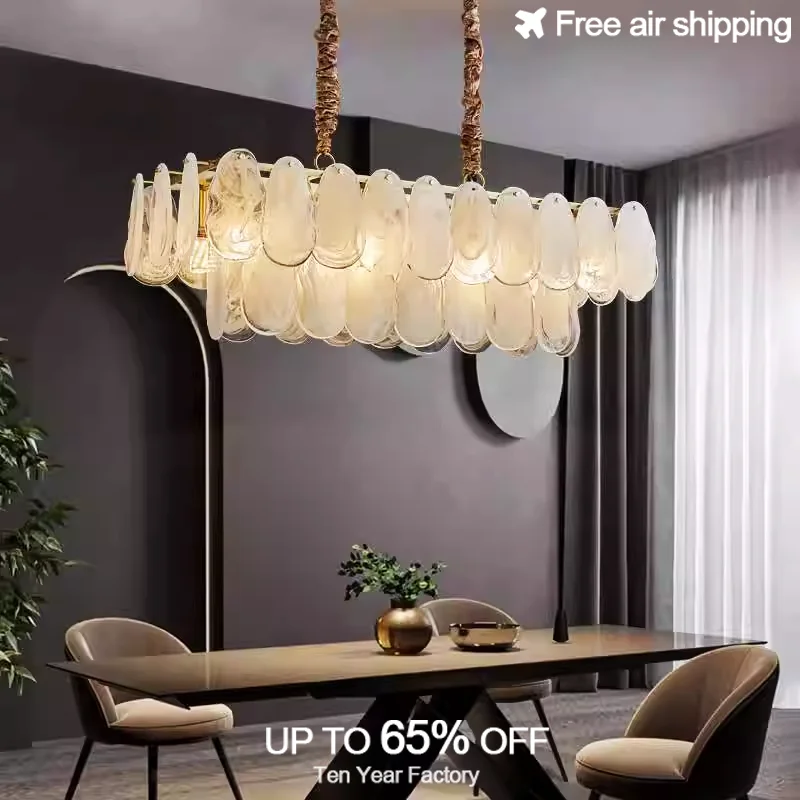 Luxury Gold French Modern E14 Cloudy Glass Chandelier LED Light for Living Room Indoor Decorative