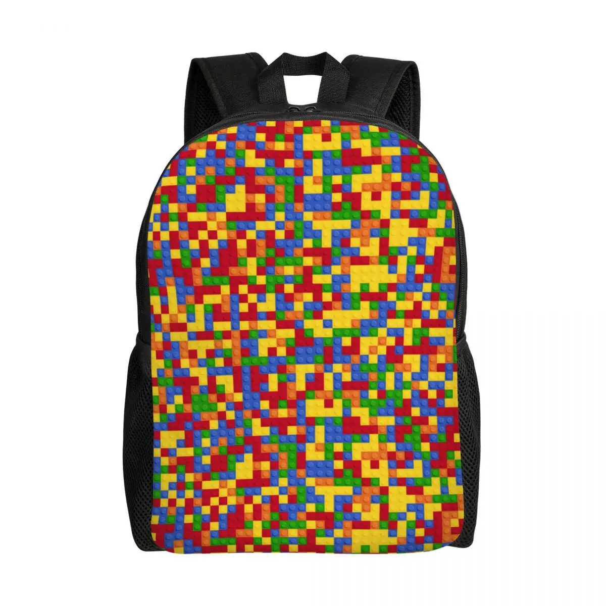 Custom Colorful Building Plastic Brick Toy Blocks Patterns Laptop Backpack Men Women Bookbag for School College Students Bag