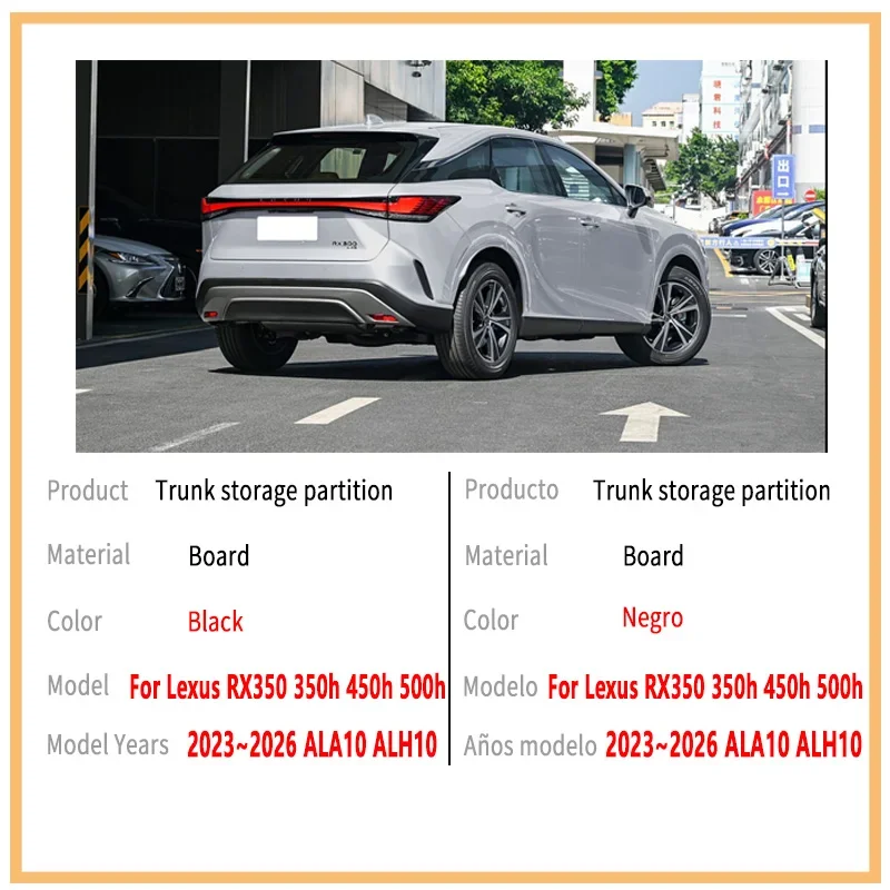 For Lexus RX 350 350h 450h 500h 2023~2026 Car Organizer Trunk Side Partition Trunk Interior Storage Box Parts