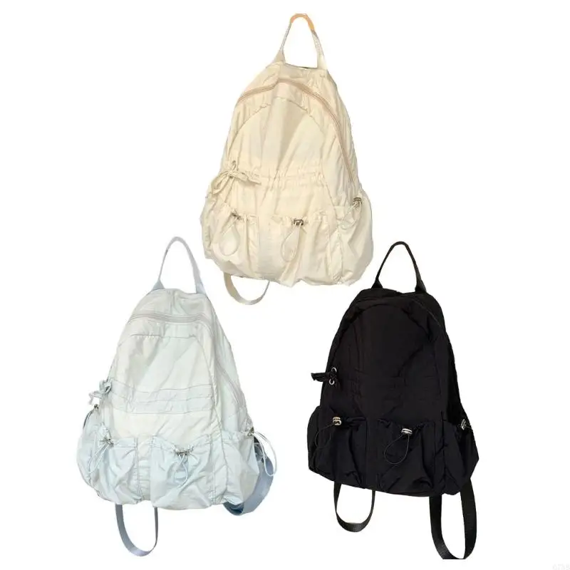 G7NB Stylish Ruched Drawstring Nylon Backpack for Junior Senior Student School Bag