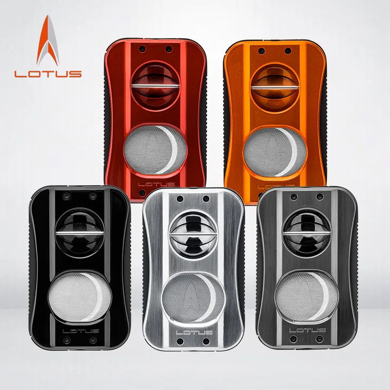 LOTUS Stainless Steel Multifunctional Cigar Cutter Smooth Blade Cigar Flat V-Shaped Cutter Smoking Accessories 3in1