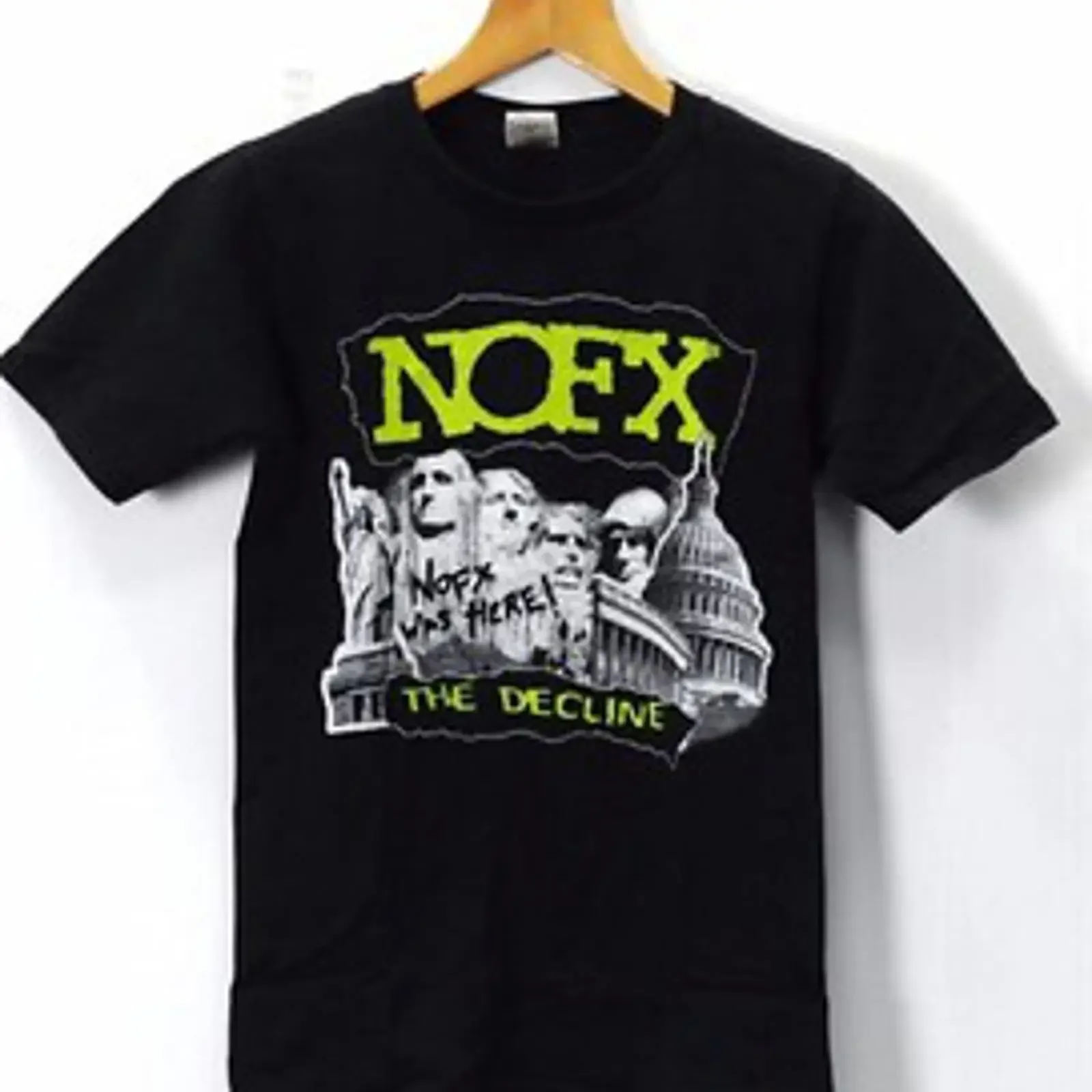 NOFX The Decline vintage black t shirt vintage Washed designer clothes Versatile graphic homme Slightly streetwear fashion
