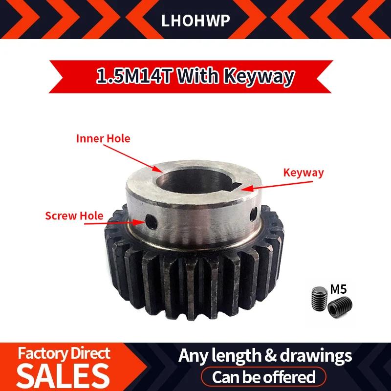 

Модуль Шестерня 1,5 Прямая шестерня Модуль 1,5 14-зубчатый двигатель Промышленный комбинированный приводной цилиндрический механизм