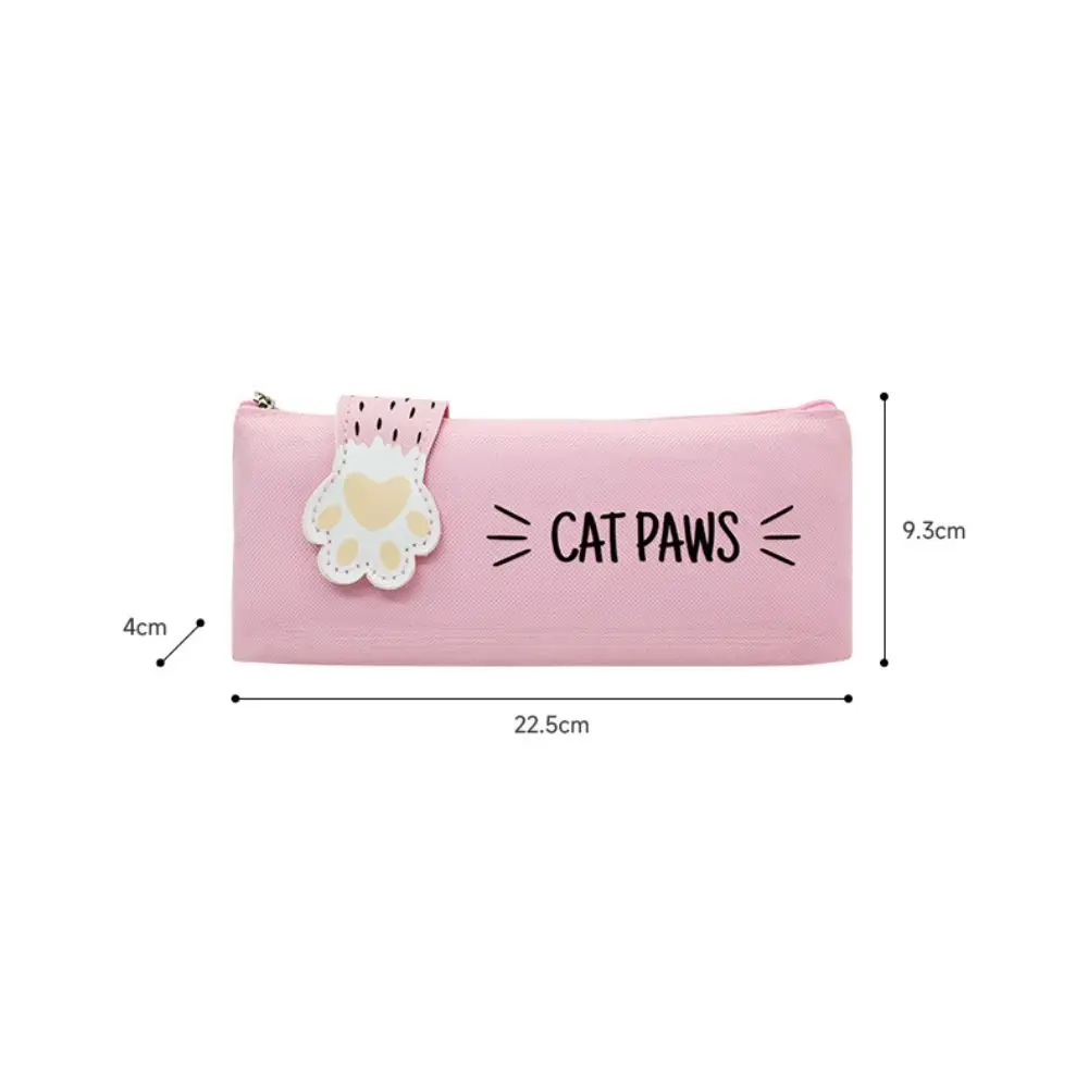 مقلمة كرتونية على شكل مخلب قطة بسحاب خفيفة الوزن حقيبة تخزين قرطاسية ذات سعة كبيرة من النايلون وحقيبة أقلام رصاص من البولي يوريثان للطلاب