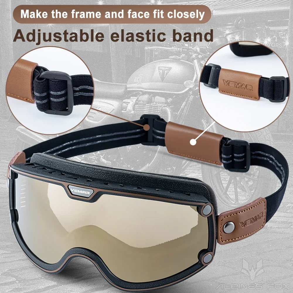 Retro Motorrad Brille Winddicht Motocross Sonnenbrille Vintage Moto Helm Brille Radfahren Racing Cafe Racer Chopper Brille