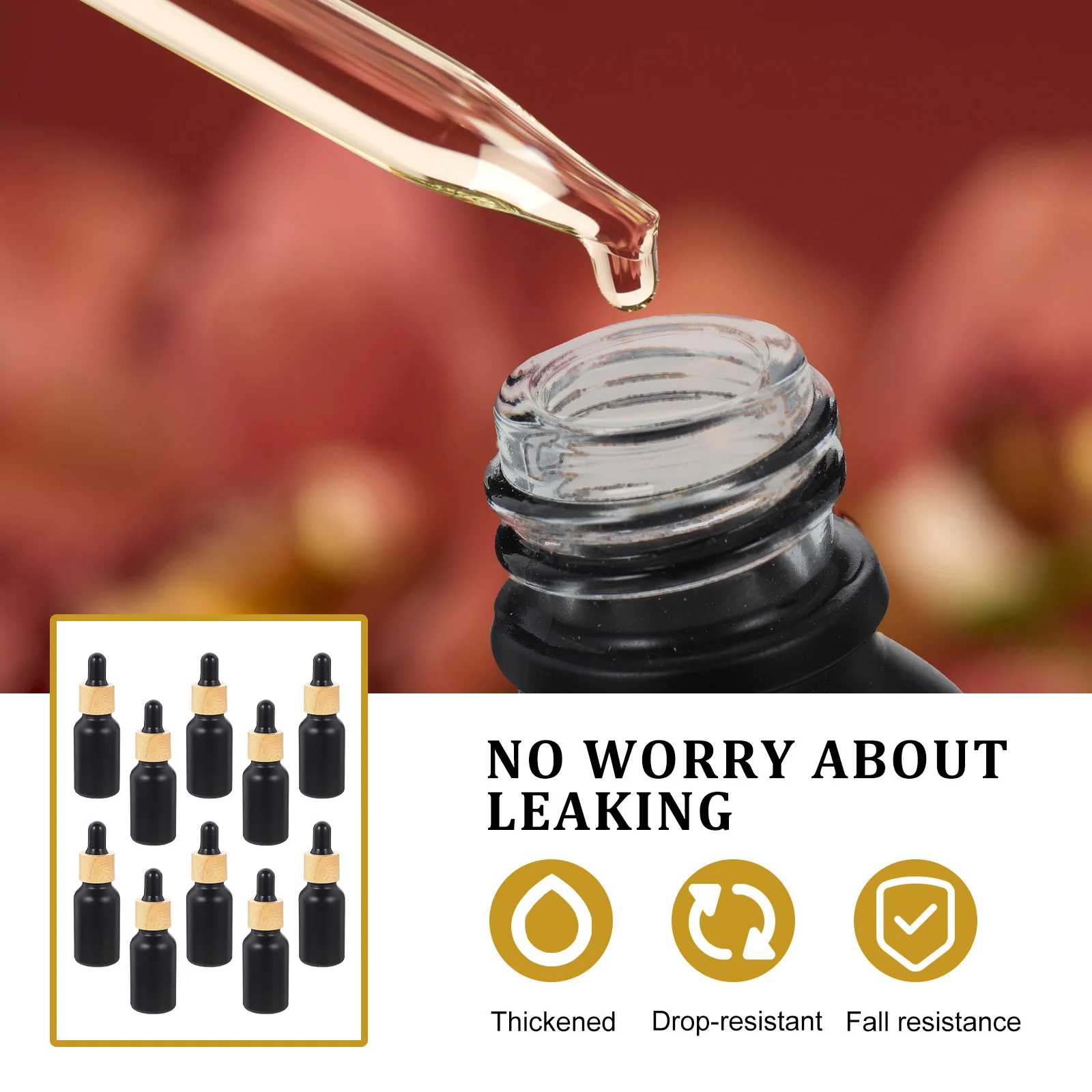 

10Pcs Portable Glass Dropper Bottles Essential Oil Multi-Function Leakproof Empty Bottles Household Makeup Accessory