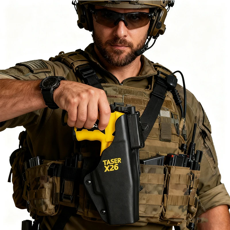 

Tactical Blackhawk Taser X26p & X1 Matte Black Injection-Molded Holster Tiger Shark Quick Draw Holster For Police Patrol Duty