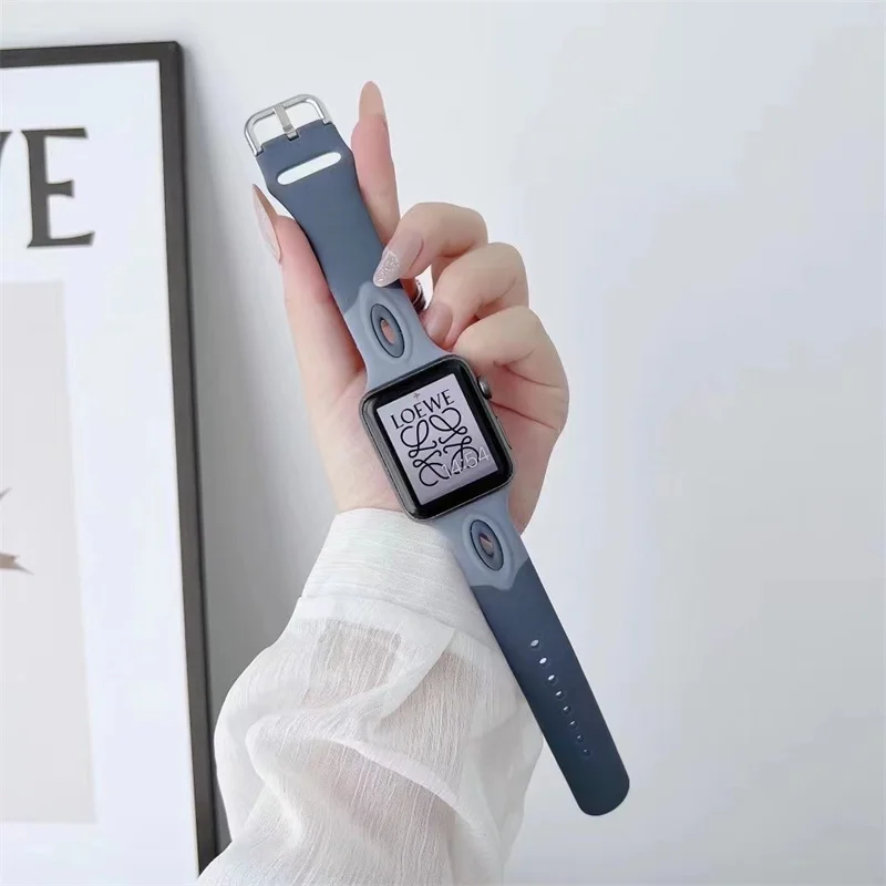الملاك العين خياطة اللون سيليكون حزام ل أبل سلسلة ساعة 7 6 5 4 الرياضة العصرية ساعة معصمه ل iWatch smartwatch