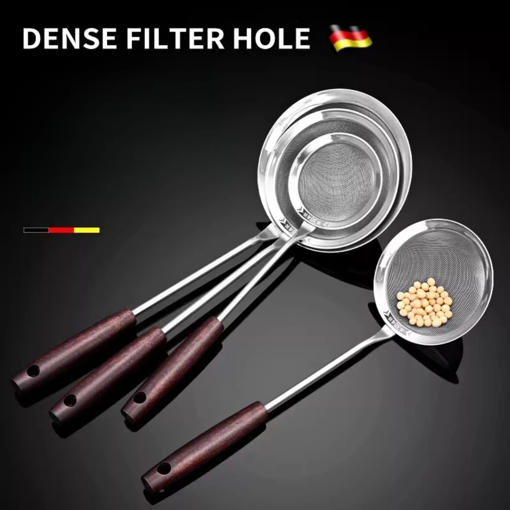 Colander Soybean Milk Filter Screen 304 Stainless Steel Ultra-fine Foam Scoop Household Kitchen Oil Filtering and Separating Spo