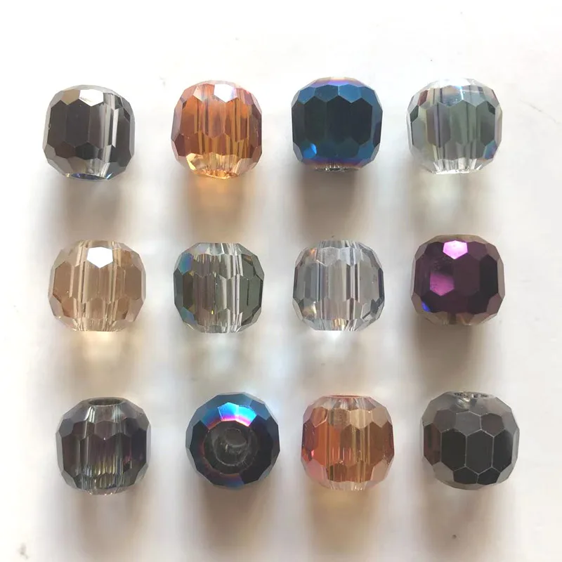Big Hole Beads Wholesale 10mm 12mm 14mm Crystal Glass Round Ball Bead Faceted For DIY Making Fashion Jewelry Accessorise 20pcs