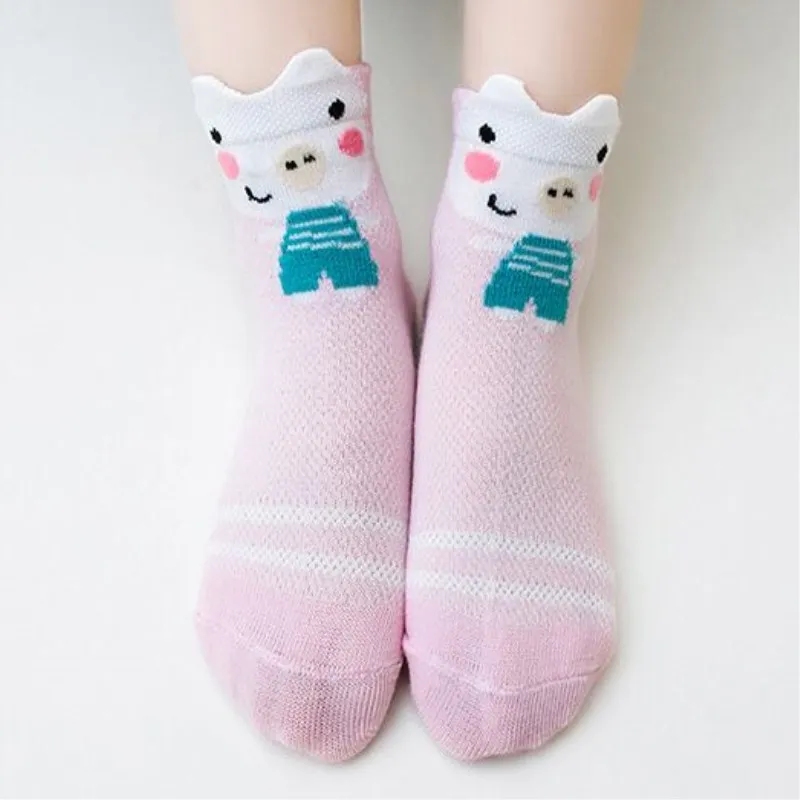 5 Pcs 0-2Years Baby Socks Girls Cute Newborn Boy Toddler Socks Summer Mesh Cotton Cartoon Animal Kids Socks  baby girl sock