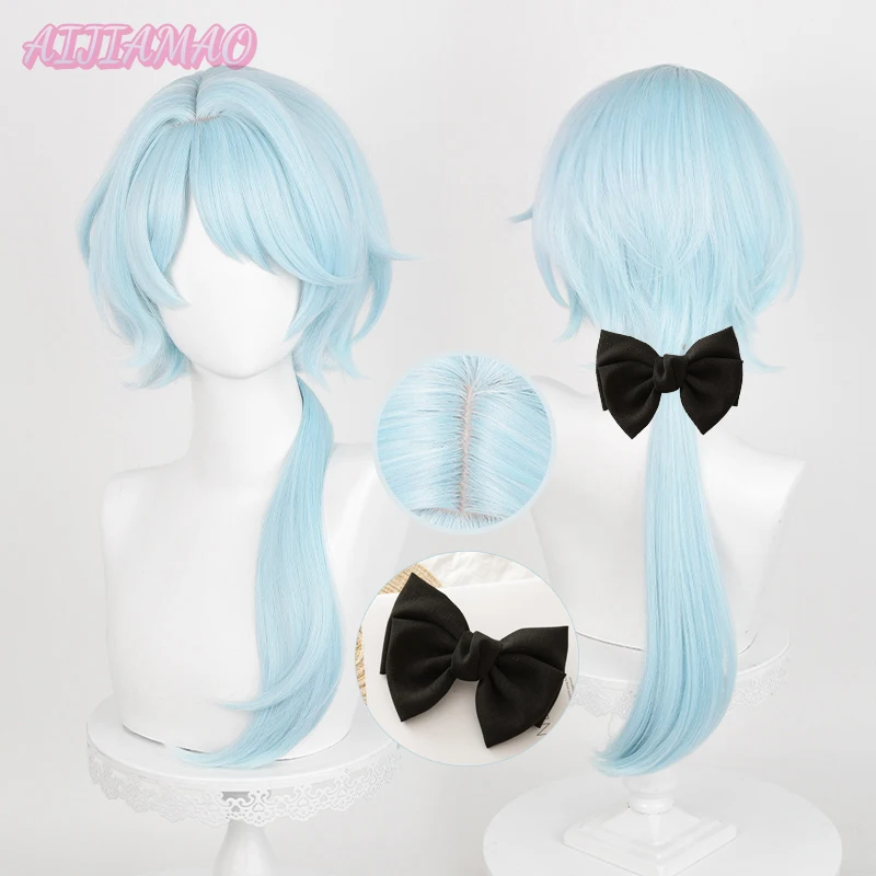 

Anime Misha 70cm Long Light Blue Cosplay Wig Misha Cosplay Wigs Hairpin Heat Resistant Synthetic Hair For Halloween Party