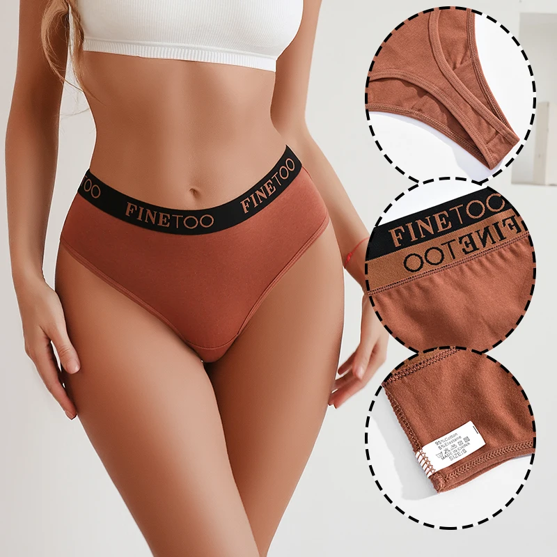 FINETOO 6Pcs Women Cotton Thongs Panties Female Ribbed High Rise G-String Ladies Sexy Bikini 6 Solid Color Girl Soft Intimates - Image 4