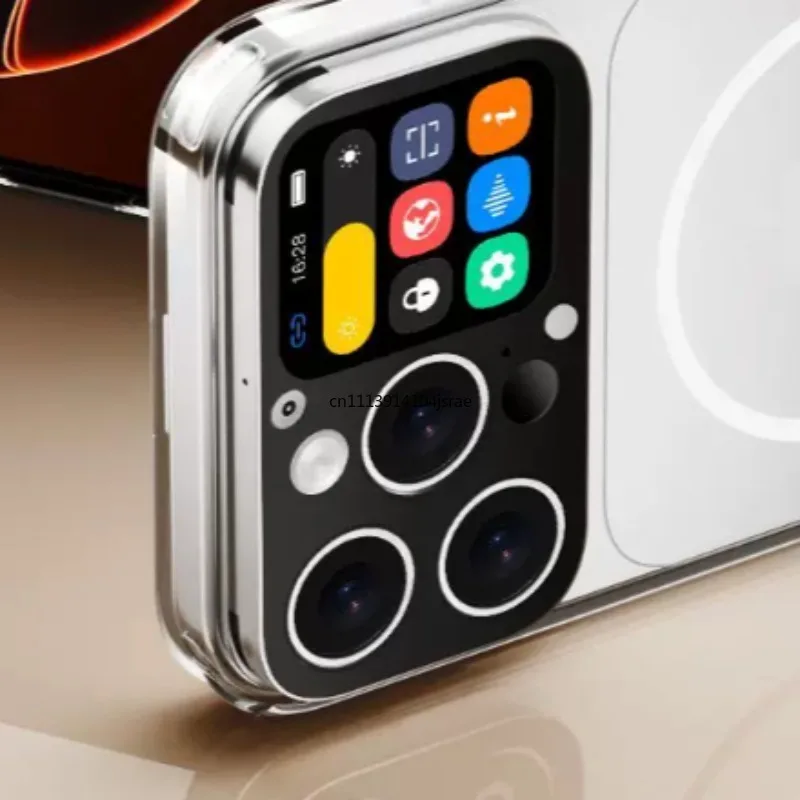 P1 Auxiliary Screen Smart Phone Case Magnetic Transparent Shockproof Cover for 16 Pro Max Real‑Time Shooting Preview