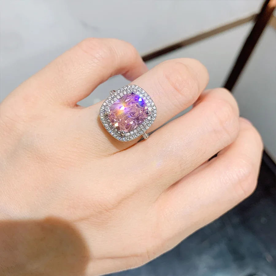 Classic Personality Pink Cubic Zircon Bridal Marriage Rings For Women Romantic Wedding Party Rings Fashion Jewelry Wholesale