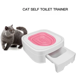 Riutilizzabile Pet Cat Plastic Toilet Trainer Cat Toilet Training Kit Pet lettiera vassoio per la pulizia tappetino Cat Use Toilet Training Products