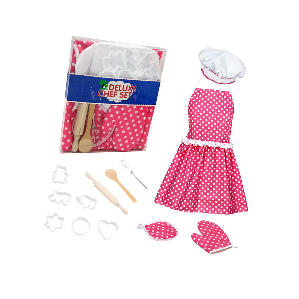 13Pcs Role Play Kitchenware Set Kids Chef Cosplay Costume Pretend Cooking Set Educational Kitchen Playset