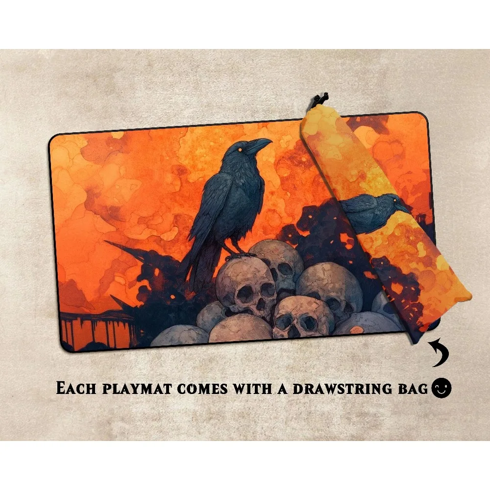 Anime TCG Playmat ,Trading Card  Accessories,PC Game Accessory,Ravens and Skulls Game Mat: TCG Game Mat, Non-Slip