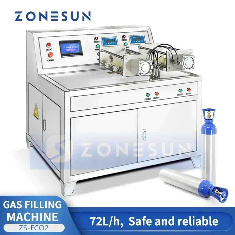 ZONESUN ZS-FCO2 Automatic CO2 Filling Machine Carbon Dioxide Gas Refiller for Soda Water Sparkling Drink Cylinder Bottle
