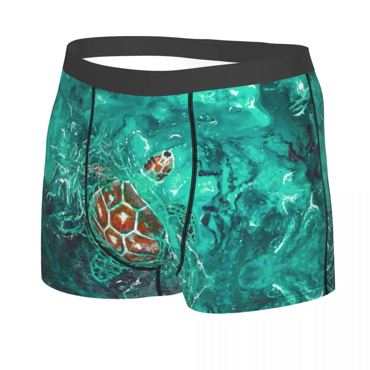 Ocean Aqua Turtle Underwear Men Sexy Printed Custom Sea Animal Boxer Briefs Shorts Panties Breathable Underpants