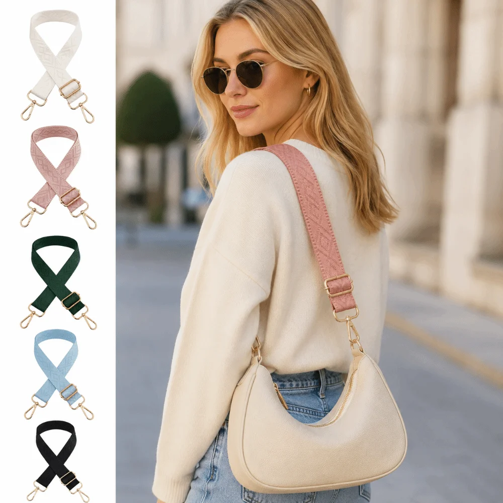 Adjustable Bag Replacement Strap Metal Clasps Jacquard Canvas Shoulder Strap Detachable Thickened Universal Shoulder Sling