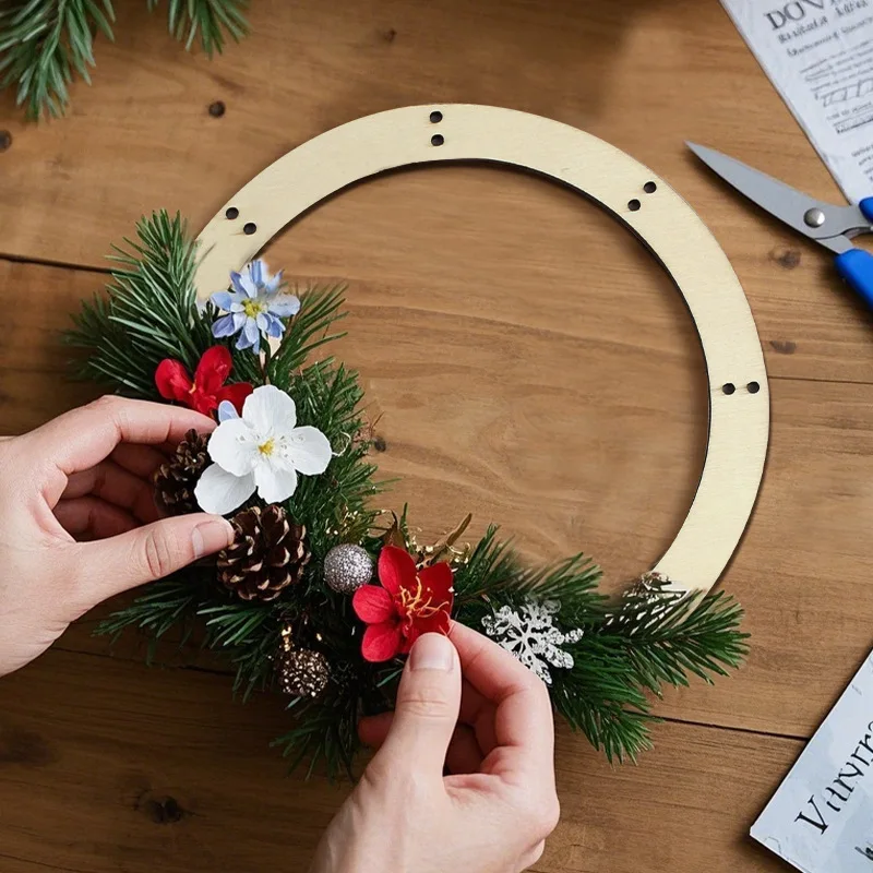 30 cm große, unfertige runde Holzkränze, natürliche Blumenringe, DIY-Bastelbedarf für Weihnachten, Ostern, Hochzeit, Feiertage
